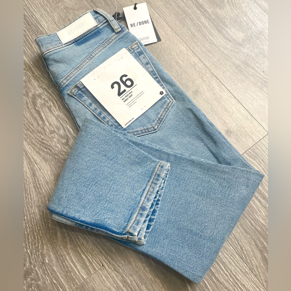 ◼️NWT RE/DONE 90s HIGH RISE ANKLE CROP JEANS LIGHT WASH DENIM JEANS SIZE 26/2◼️